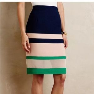 Anthropologie Harlyn Parfait Stripe pencil skirt
